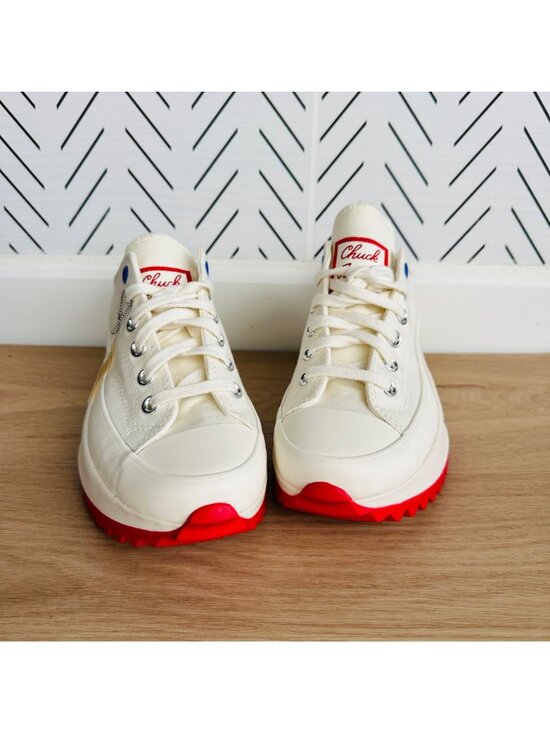 ❤️Converse Run Star Hike Ox Platform 8.5 Womens Shoes Beige Red Sneakers A08196C main image 10